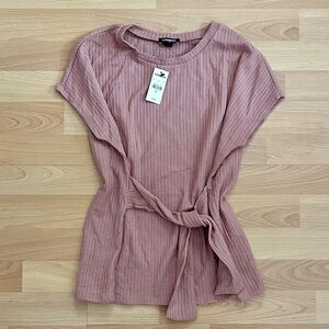 Express Jacquard Seersucker Tie Waist Tee